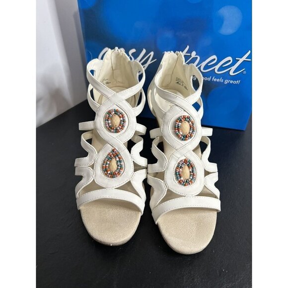 Easy Street Womens Unity Open Toe Casual Platform Sandals White Size 10M - Picture 1 of 16